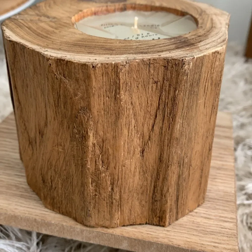 Pottery Barn Wooden Small‎ Filled Trunk Candle For Rustic Farm Cabin Decor